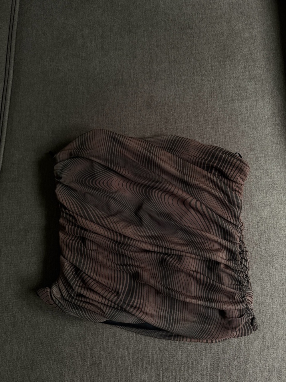 Zara Brown and Black Striped Strapless Top